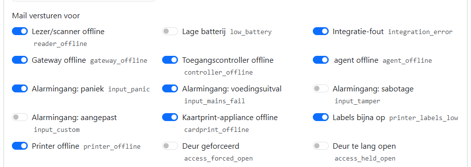Instellen waarvoor GoWeb een alert-e-mail verstuurt