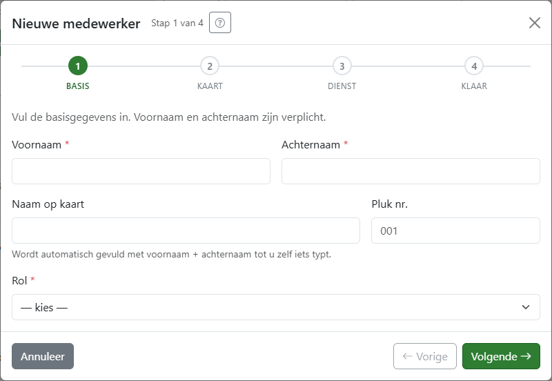 De onboarding-wizard van GoWeb
